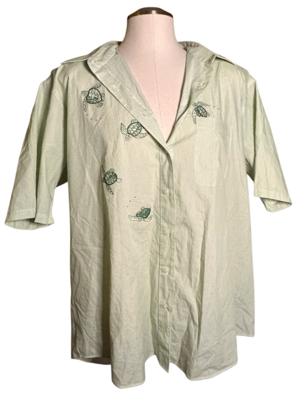 Tia Designs Lightweight Beach Stripe Sea Turtle Vintage Fall Top